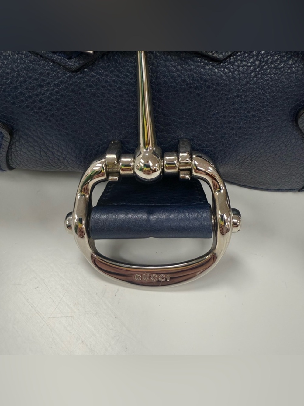 Gucci Techno Horsebit Convertible Hobo Embellished Leather Large in Blue - Picture 2 of 12